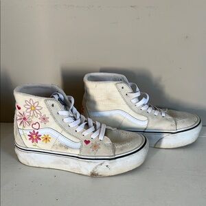 Vans White Floral High-Top Sneakers